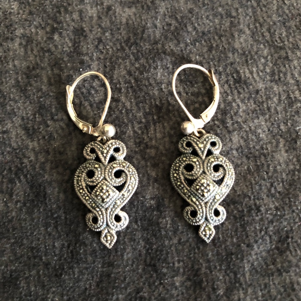 Vintage Marcasite Leverback Earrings